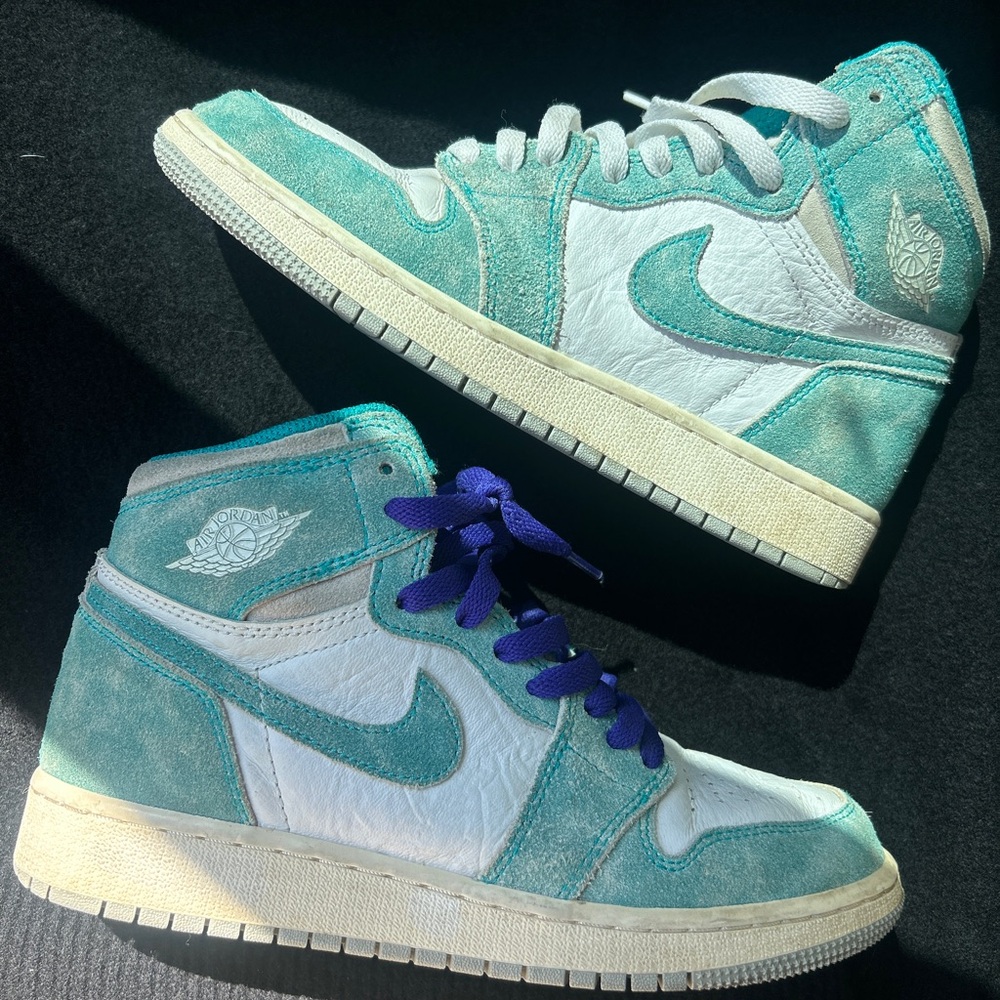 Nike Air Jordan 1 High Teal and White Sneakers